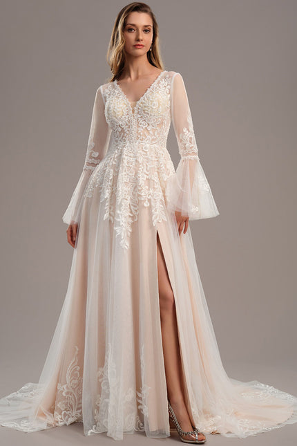 Robe Nuptiale Vaporeuse À Manches. - gallery 2