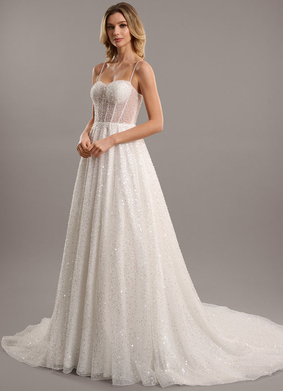 Robe Nuptiale Scintillante À Traîne - gallery 4