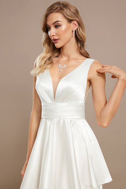 Robe De Mariee Satinée À Fente - gallery 4