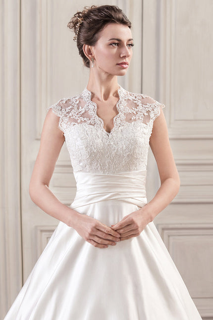 Robe Nuptiale Satinée Élégante Col V - gallery 4