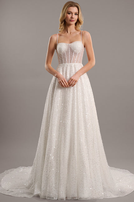 Robe Nuptiale Scintillante À Traîne