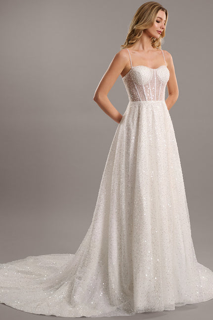 Robe Nuptiale Scintillante À Traîne - gallery 2