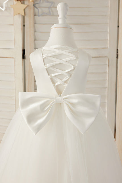 Robe Enfant Satin Avec Nœud - gallery 1