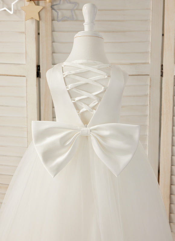 Robe Enfant Satin Avec Nœud - gallery 1