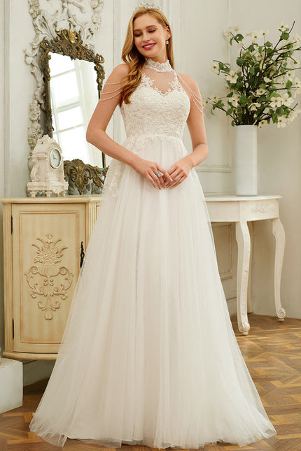 Robe Nuptiale Col Montant Romantique - gallery 1