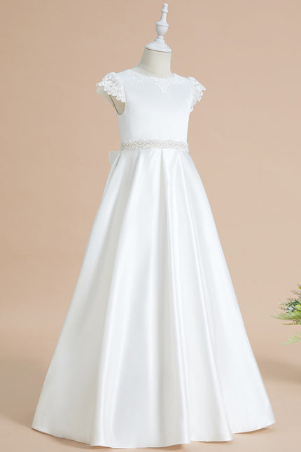 Robe Enfant Satinée Élégante Avec Dentelle - gallery 3