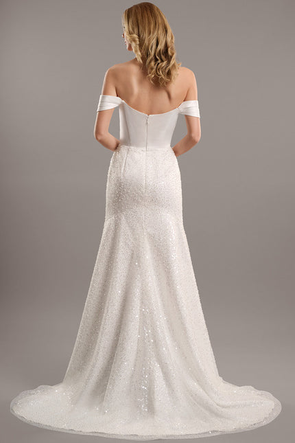 Robe De Mariée Satinée À Traîne - gallery 5