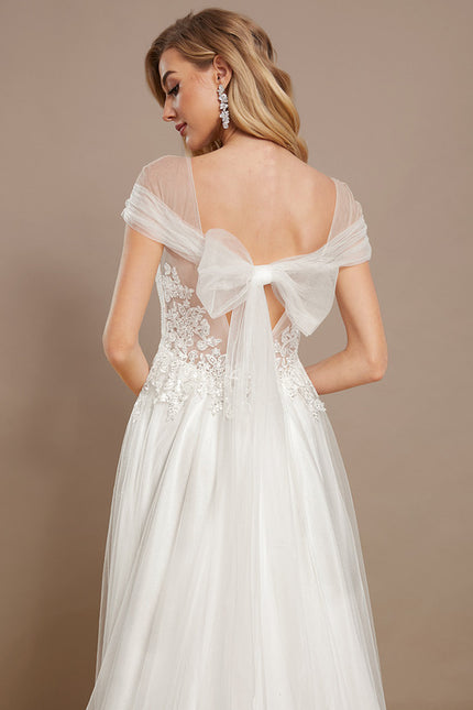 Robe Nuptiale Élégante À Décolleté Plongeant - gallery 4