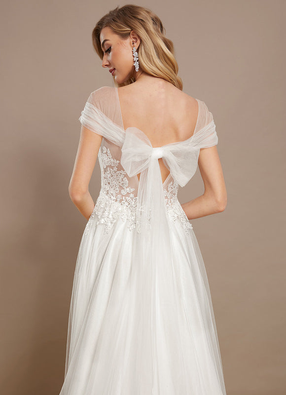 Robe Nuptiale Élégante À Décolleté Plongeant - gallery 4