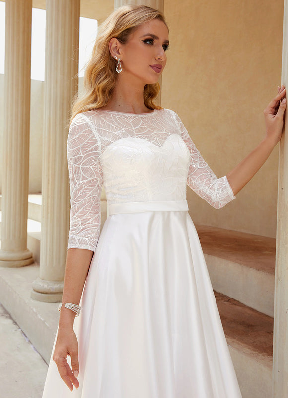 Robe Nuptiale Satinée À Volants. - gallery 2