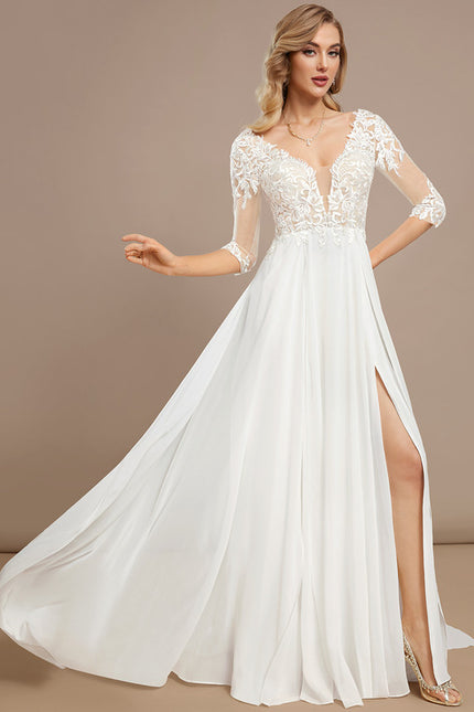 Robe Nuptiale Vaporeuse À Manches. - gallery 1