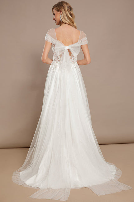 Robe Nuptiale Élégante À Décolleté Plongeant - gallery 5