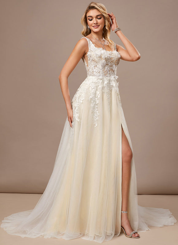 Robe Nuptiale Élégante À Fente - gallery 3
