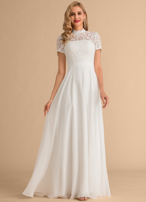Robe Nuptiale Col Montant Romantique