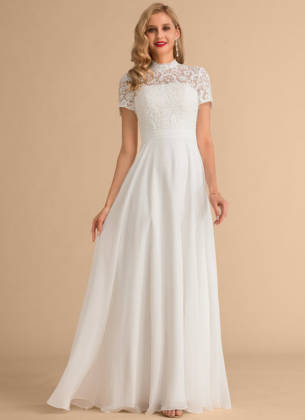Robe Nuptiale Col Montant Romantique