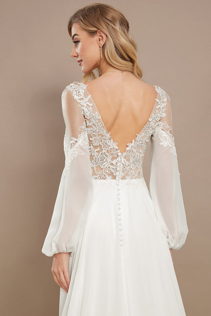 Robe Nuptiale Élégante À Manches Bouffantes - gallery 5