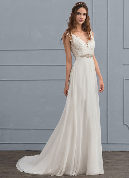 Robe Nuptiale Délicate En Mousseline
