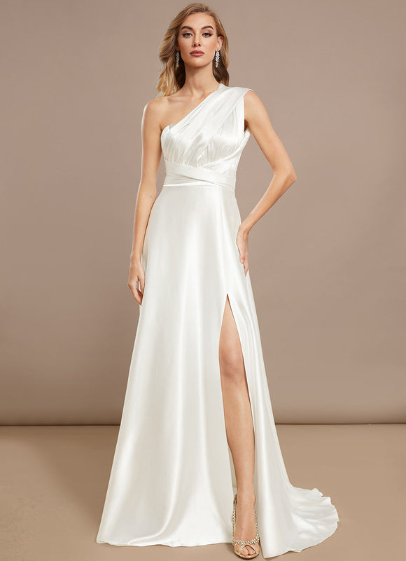 Robe Nuptiale Satinée À Décolleté Croisé - gallery 5