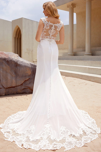Robe Nuptiale Élégante En Mousseline - gallery 6