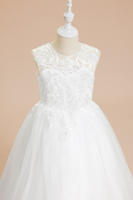 Robe Enfant Nuptiale En Tulle Délicat - gallery 1