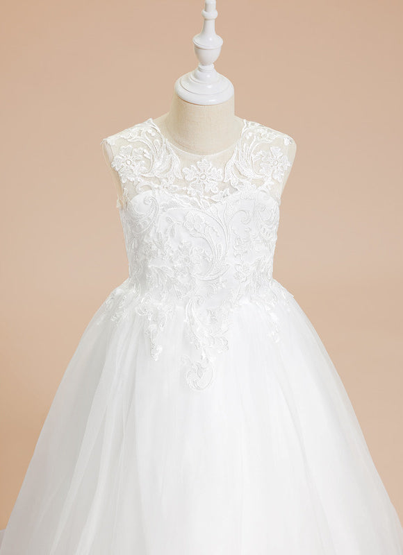 Robe Enfant Nuptiale En Tulle Délicat - gallery 1