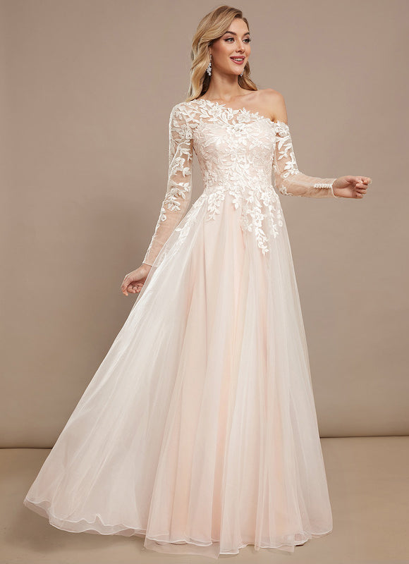 Robe Nuptiale Asymétrique En Tulle - gallery 3