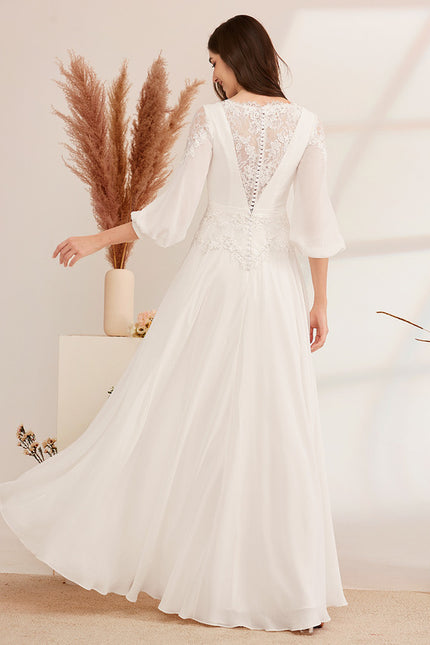 Robe Nuptiale Vaporeuse Élégante Col V - gallery 4