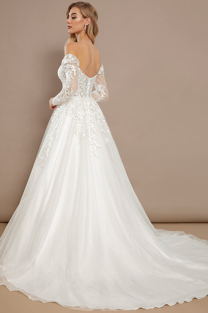 Robe Nuptiale Romantique À Manches Transparentes - gallery 5