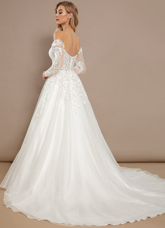 Robe Nuptiale Romantique À Manches Transparentes - gallery 5