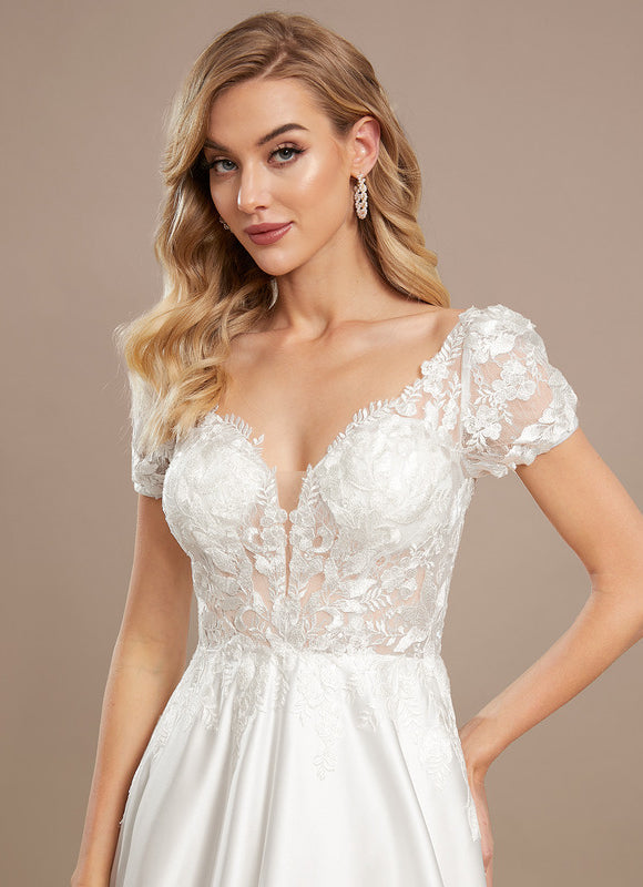 Robe Nuptiale Élégante À Manches Bouffantes - gallery 3