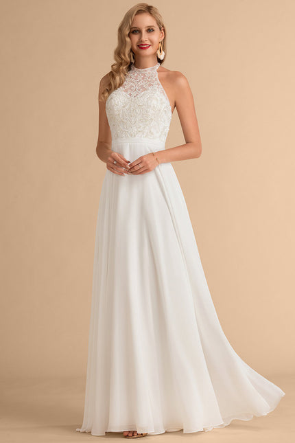 Robe Nuptiale Col Montant Fluide - gallery 1
