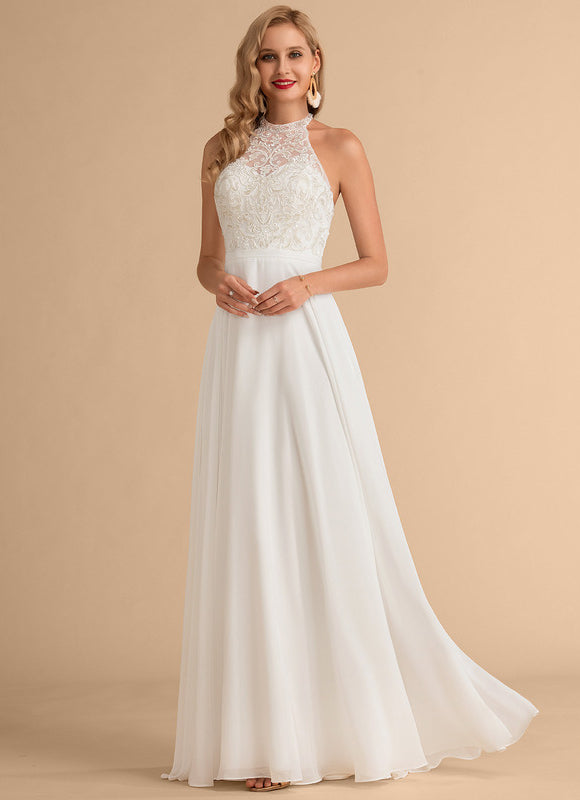 Robe Nuptiale Col Montant Fluide - gallery 1