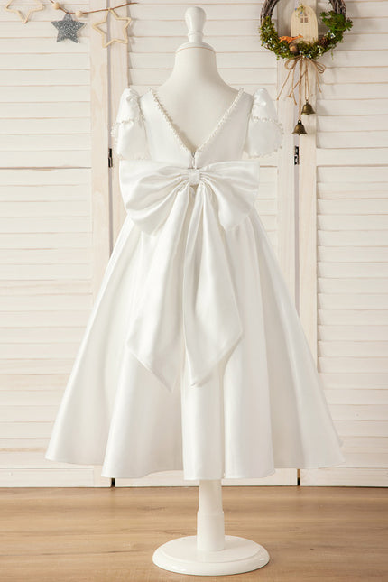 Robe Enfant Satinée Élégante Col Rond - gallery 3