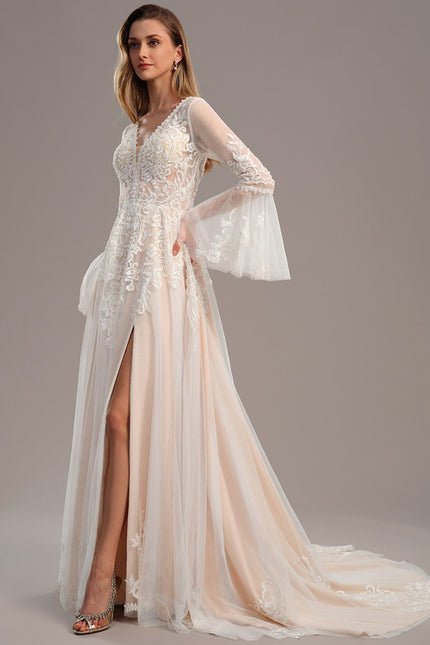 Robe Nuptiale Vaporeuse À Manches. - gallery 1
