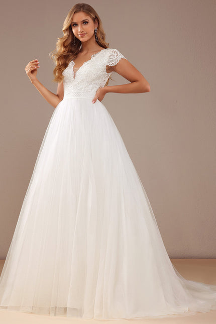 Robe Nuptiale Éthérée À Traîne - gallery 4