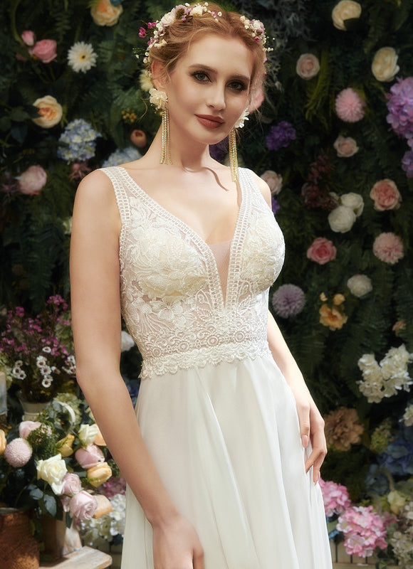 Robe De Mariée Fluide À Manches. - gallery 1