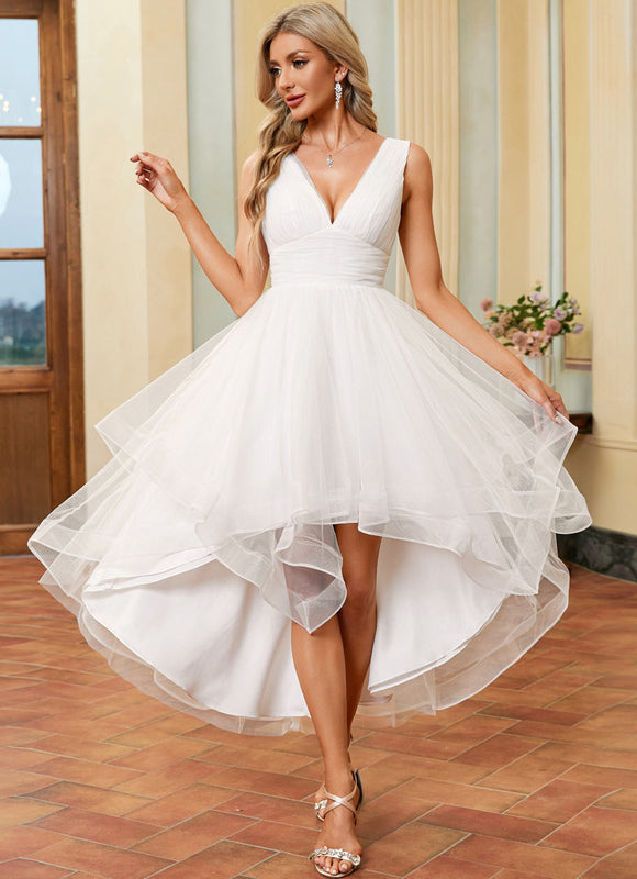 Robe Nuptiale Tulle Asymétrique Élégante