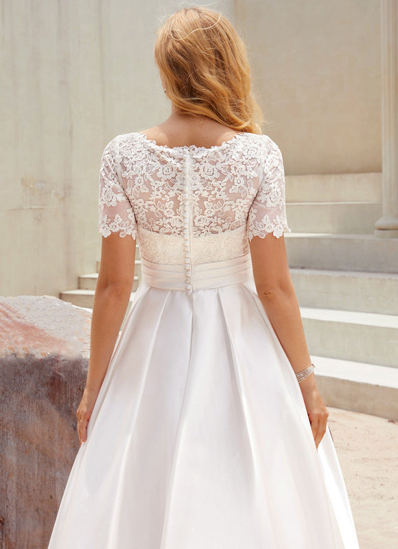 Robe Nuptiale Satinée Col Élégant - gallery 3
