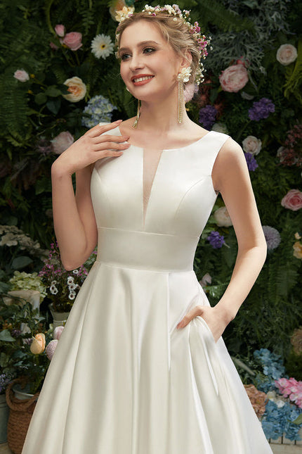 Robe Nuptiale Satinée Avec Poches - gallery 3