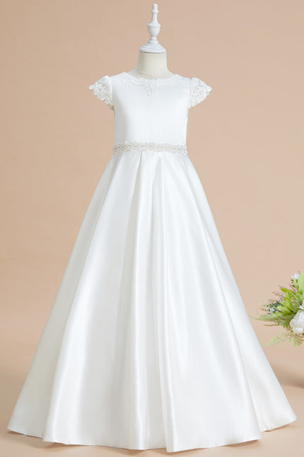 Robe Enfant Satinée Élégante Avec Dentelle
