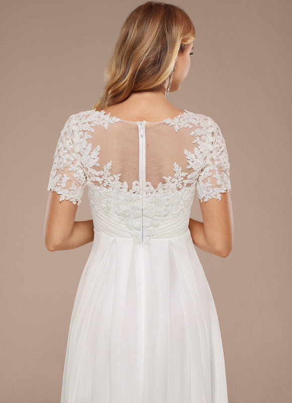 Robe Nuptiale Fluide À Manches Courtes - gallery 4