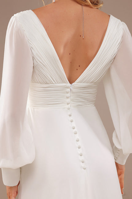 Robe Nuptiale Fluide À Manches Bouffantes - gallery 4