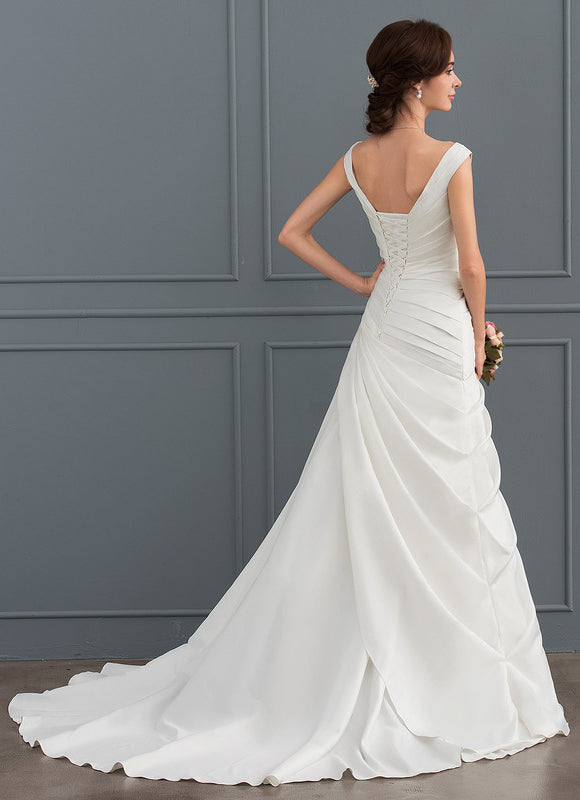 Robe Nuptiale Satinée À Drapés Élégants - gallery 4